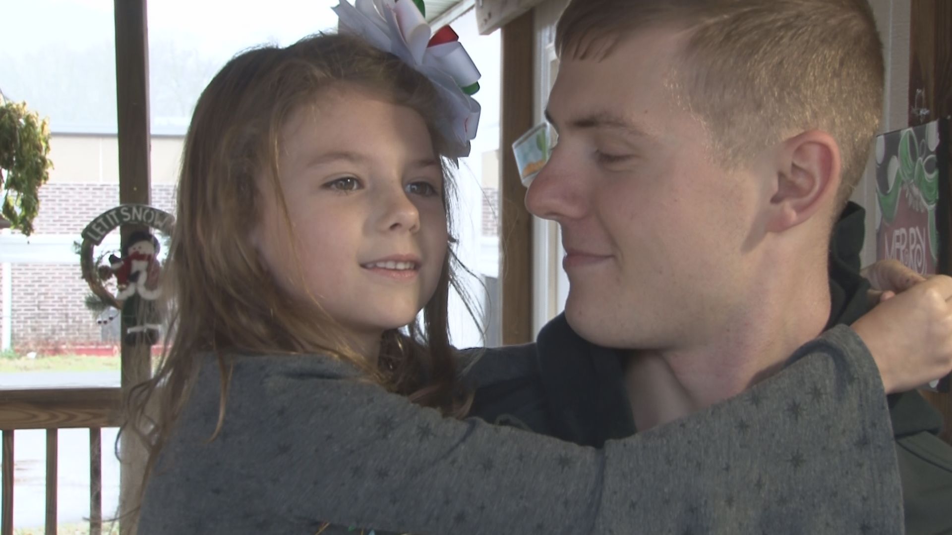 A Christmas reunion Army brother surprises little sister after long